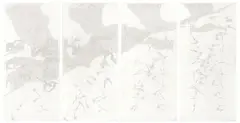 Jorinde Voigt, ReWrite I, II, III / Version 2, IV (Rotation Doppelte Akustische Impulse; Deklination Horizontaler und Vertikaler Abstand zum Standpunkt; Deklination Standpunkt; Deklination N,O,S,W; Deklination Wind-, 2008, 4-teilig: Jeweils Bleistift und Tinte auf Papier, jeweils auf Leinwand kaschiert