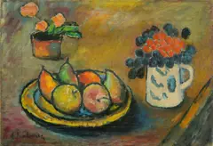 Alexej von Jawlensky, Stilleben mit Birnen und Äpfeln, Um 1909, Öl auf Leinwand, mit Leinwand hinterspannt