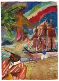 Otto Dix, Mexiko, 1923, Aquarell und Deckweiß auf genarbtem Velin