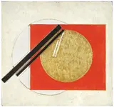 Erich Buchholz, Goldkreis in Rot und Weiss, 1921, Holzrelief, bemalt