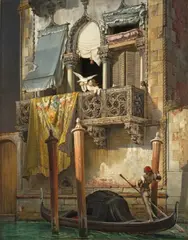 Friedrich Nerly d. Ä., Das ,Haus der Desdemona‘ in Venedig, 1855, Öl auf Leinwand. Doubliert