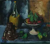 Max Pechstein, Stilleben mit Buddha und Obstschale, 1923, Öl auf Leinwand