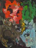 Rot links oben by Ernst Wilhelm Nay, 1962, Öl auf Leinwand, sold May 2011