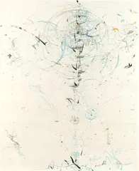Rebecca Horn, Himmelswurzeln, 2013, Gouache, Buntstift, Bleistift und Deckweiß auf Papier