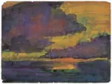 Abendlicher Himmel by Emil Nolde, Um 1920, Aquarell und Tuschfeder auf Papier, auf Karton aufgezogen, sold Nov 2009