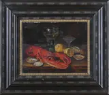 Hermann Gottlieb Kricheldorf, Still Life with a Lobster, Around 1911, oil on wood