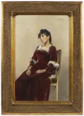 Vojtěch Bartoněk, Sitting Girl, Early 20th century, oil on canvas