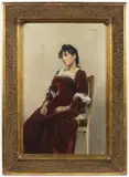 Vojtěch Bartoněk, Sitting Girl, Early 20th century, oil on canvas