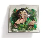 Red Grooms, Dali Salad II, 1980, Three-dimensional color lithograph and screenprint on Arches Cover paper, Rives BFK Journal paper, Japanese paper, and vinyl cut-out, glued and mounted on white painted backing board, framed and covered with Plexiglas dome