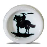 Picador by Pablo Picasso, 1952, Turned round ashtray of white earthenware clay, oxidized paraffin decoration, white enamel, sold Mar 2017