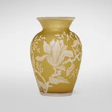 Thomas Webb & attribution Sons, Vase with magnolias, c. 1895, acid-etched and wheel-carved cameo glass