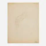 Alphonse Mucha, Figure Study of Reclining Woman, c. 1898, colored pencil on paper