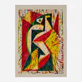 Josef Zenk, Tension, woodcut in colors