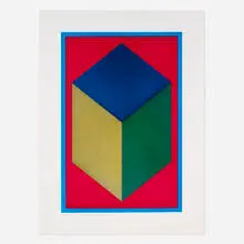 Cube by Sol LeWitt, 1996, etching in colors on Magnani Pescia, sold Oct 2023