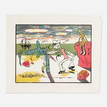 H. C. Westermann, Popeye (from The Connecticut Ballroom series), 1976, woodcut in colors on Natsume #4007