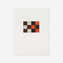 Union Red by Sean Scully, 1996, etching, aquatint, sugarlift and spitbite in colors, sold Oct 2023