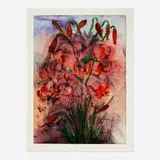 Jim Dine, Red Pepper Lillies, 1999, screenprint, etching, spit-bite aquatint, power-tool abrasion, aquatint and sandpaper abrasion with hand-colouring on Hahnemühle Warm White