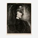Jacqueline de profil à droite by Pablo Picasso, 1958, lithograph with wash and scraper on Arches, sold Oct 2023