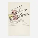 Flowers (Hand-Colored) (Unique) by Andy Warhol, 1974, screenprint in black with hand-coloring, sold Oct 2023