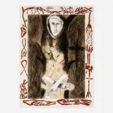 Mimmo Paladino, Tra gli Ulivi, 1984, etching and aquatint in colors on cream Okaware Chine collé, mounted to Arches Cover