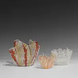 Fazzoletto handkerchief vases, group of three by Fulvio Bianconi and Paolo Venini, Italy, sold Feb 2021
