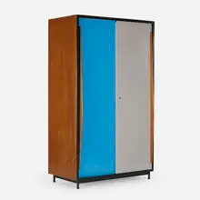 Willy van der Meeren, cabinet, 1952, enameled steel, mahogany