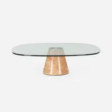 Menhir coffee table by Giotto Stoppino, 1982, marble, glass, stainless steel, sold Jan 2018