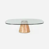 Giotto Stoppino, Menhir coffee table, 1982, marble, glass, stainless steel