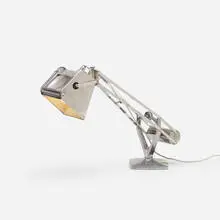 Hadrill and Horstmann, Pluslite desk lamp, c. 1950, aluminum, glass, chrome-plated steel