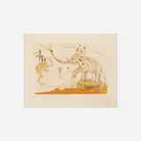 Elephants from Le Cirque by Salvador Dalí, 1965, color etching and aquatint with gilding, sold Jan 2018