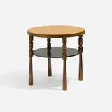 Ganddal Mobelfabrikk, occasional table, c. 1950, burled maple, stained maple