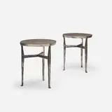 Jacques Quinet, occasional tables, pair, polished steel
