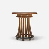 Edward Wormley, Toad Stool occasional table, c. 1964, stained and laminated oak, enameled steel, brass