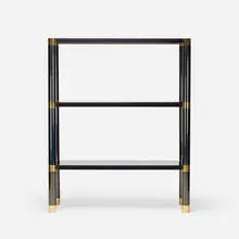 étagère by Karl Springer, c. 1975, patinated brass, brass, smoked glass, brass-plated steel, sold Jan 2018
