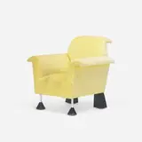 Peter Shire, Wexler lounge chair, c. 1989, upholstery, lacquered wood, chrome-plated steel