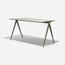 Wim Rietveld, Pyramid work table, 1959, laminate over pressboard, enameled steel, plastic