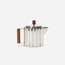 Ilonka Karasz, teapot, c. 1928, silver-plated brass, ash