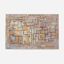 Composition in Grey and Yellow carpet by Piet Mondrian, machine woven wool, sold Jan 2018