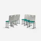 Yrjö Kukkapuro, A500 dining chairs, set of six, 1985, enameled steel, lacquered plywood, upholstery, plastic