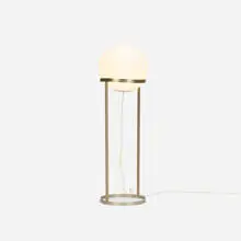 Carl Auböck, floor lamp, model 4905, c. 1960, nickel-plated iron, frosted glass