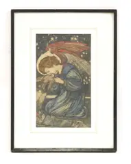 Louis Davis, Untitled, Louis Davis (1861-1941) 'The Messenger of Peace' lithograph with watercolour 27 x 16cm