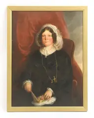 Benjamin Robert Haydon, Untitled, and holding a fan and roses oil on canvas 89 x 70cm
