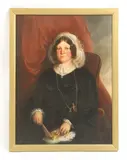 Benjamin Robert Haydon, Untitled, and holding a fan and roses oil on canvas 89 x 70cm