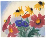 Emil Nolde, Gelbe, blaue und rote Blüten
