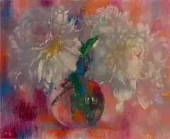 Augusto Giacometti, Weisse Pfingstrosen, 1932, Öl auf Leinwand