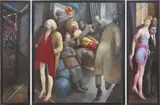 Volker Stelzmann, Berliner Nacht, 1989, Triptychon: Öl auf Hartfaser