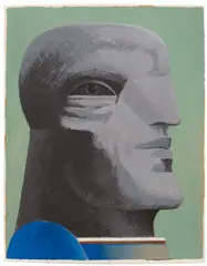 Horst Antes, Grauer Kopf vor Grün, 1978, Acryl auf Holz