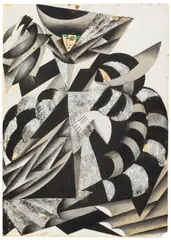 Figurine (Kostümentwurf) by Pavel Tchelitchew, Um 1922, Gouache und Collage auf Papier, auf Karton aufgezogen, sold May 2014