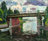 Philipp Franck, Die Wannseebrücke, 1926, Öl auf Leinwand
