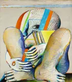 1. kauernde Figur by Horst Antes, 1967, Aquatec auf Leinwand, sold May 2013